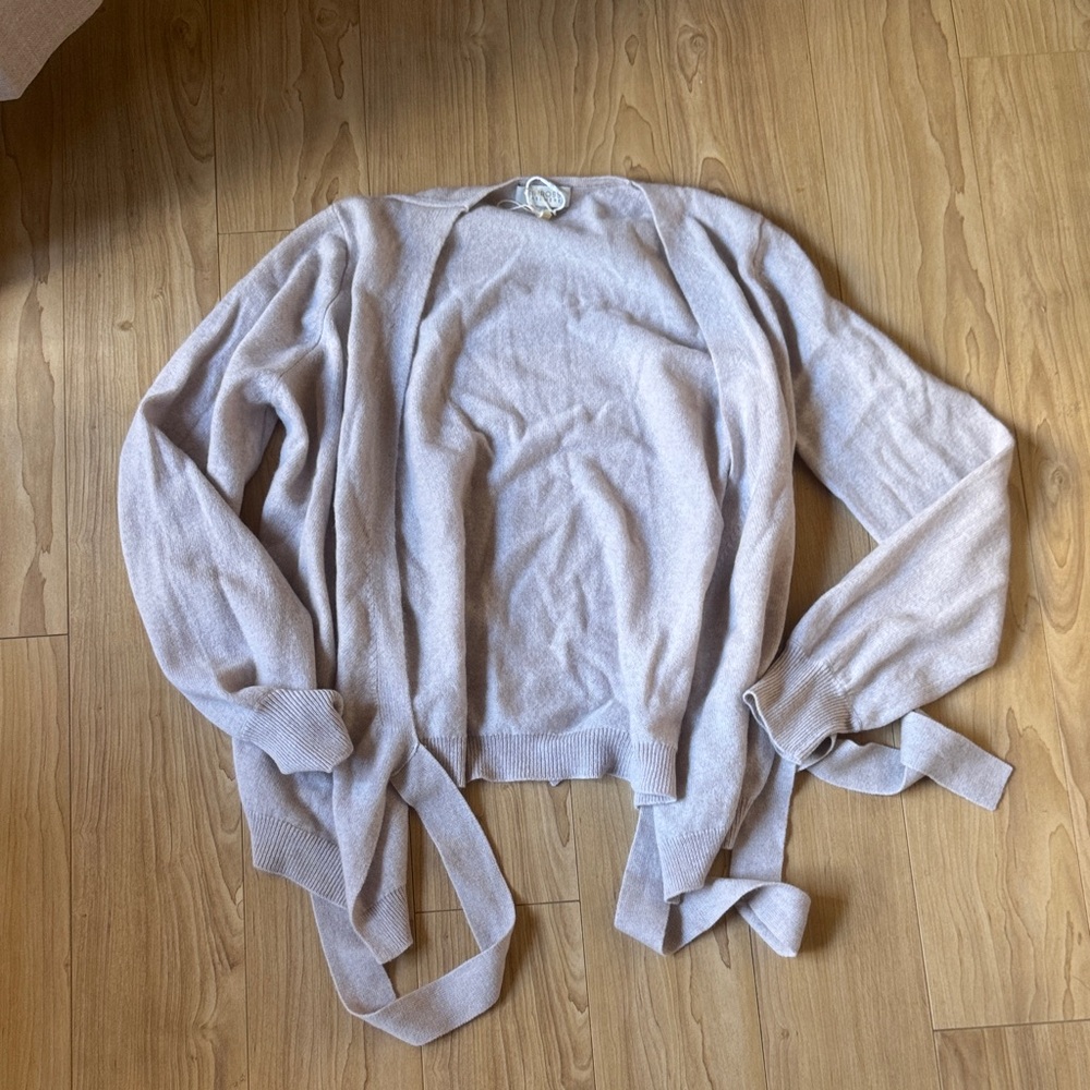 Kinross Light Pink Open-Front Tie-Waist Cardigan
